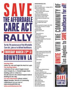 Save the Affordable Care Act Rally in Downtown Los Angeles, March 23