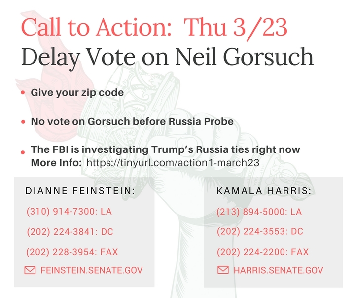 Delay Vote on Neil Gorsuch Until Russia Probe – Call our&nbsp;Senators!