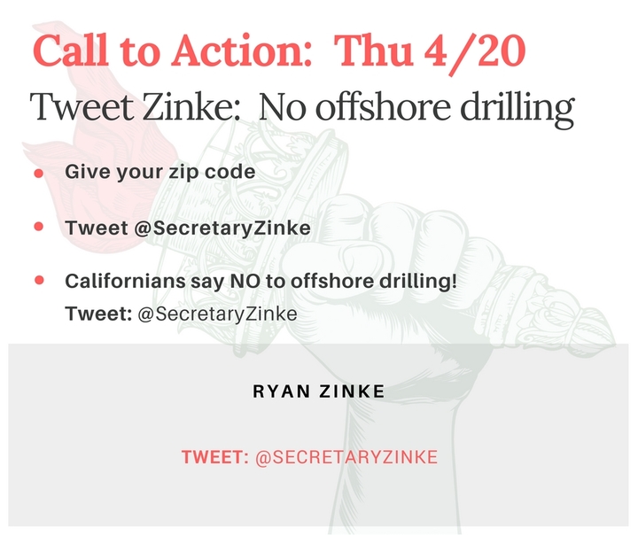 Tweet Interior Secretary Zinke (@SecretaryZinke): No offshore drilling! (1 of&nbsp;2)