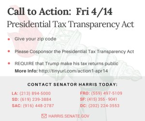 Senators - co-sponsor the Presidential Tax Transparency Act - Show us Trump's Taxes!