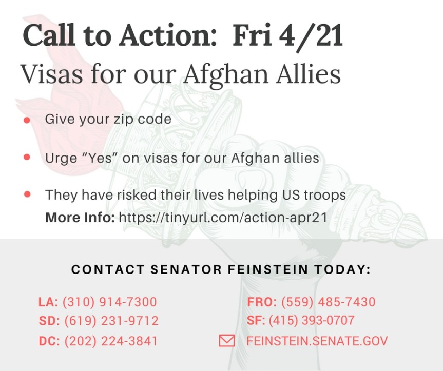 Urge Yes on visas for our Afghan allies
