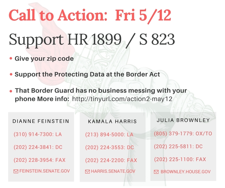 Support the Protecting Data at the Border Act. Hands off my cellphone! 