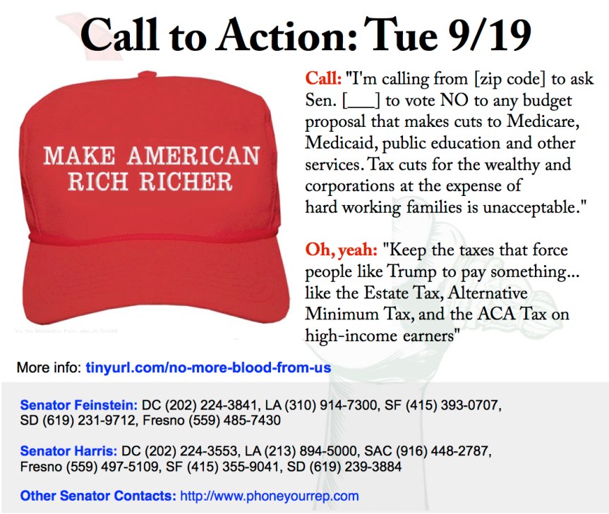 Oppose Tax Cuts for the Rich and Corporations. No more blood from us&nbsp;stones…