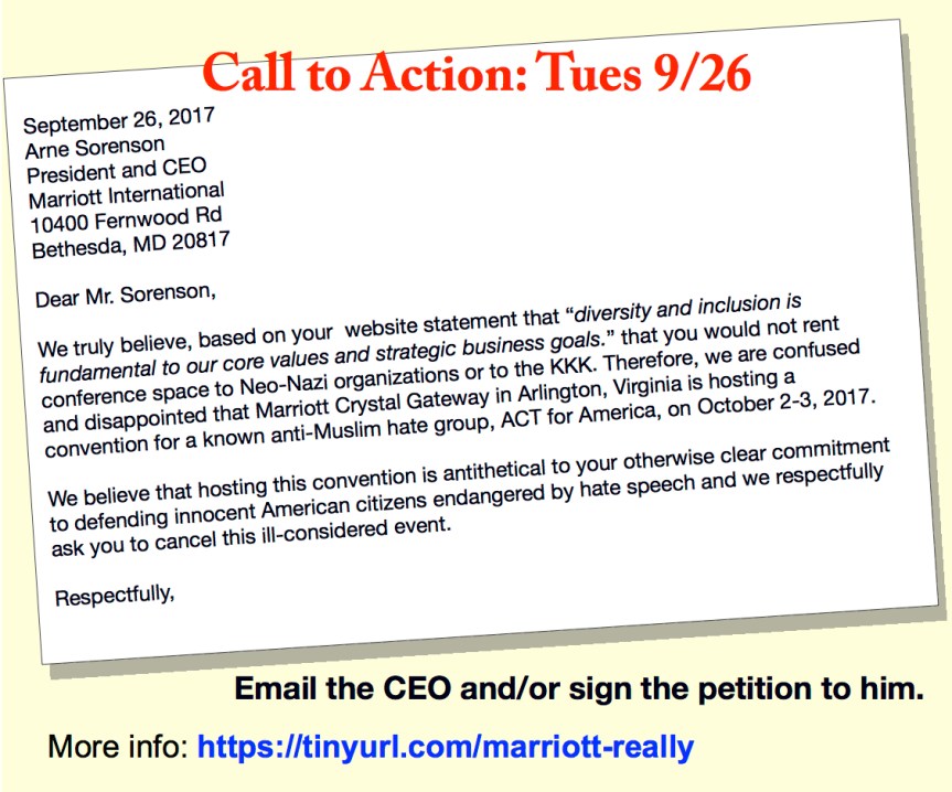 Remind Marriott not to host hate&nbsp;groups.