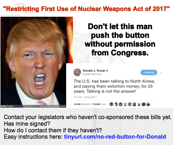 NO! NO! NO! Don’t let Trump Push the Nuclear Button without Congressional&nbsp;Permission!