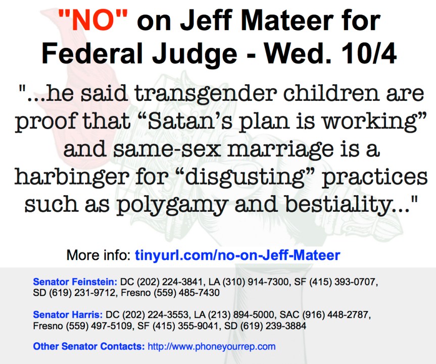 NO on anti-LGBTQ Jeff Mateer for a Lifetime Seat on the Federal&nbsp;Bench