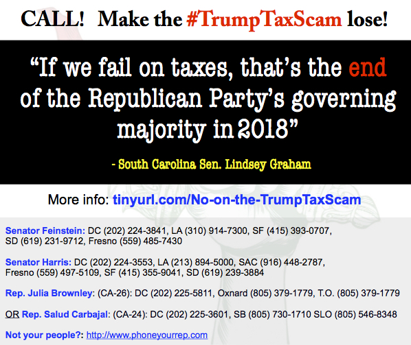 NO on #TrumpTaxScam! Keep up the calls! Nobody likes it! Sink&nbsp;it!