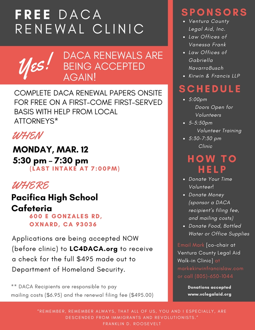 Tues. 2/20 – DACA & immigration – fast actions and information&nbsp;update