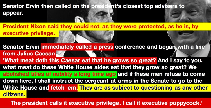 Tues 10/1: 45 years ago, we deposed a corrupt man who would be king. Now another has taken his place. The threat of “inherent contempt” helped end Nixon. Congress, you know what to&nbsp;do…