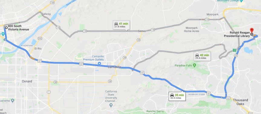 map to reagan library